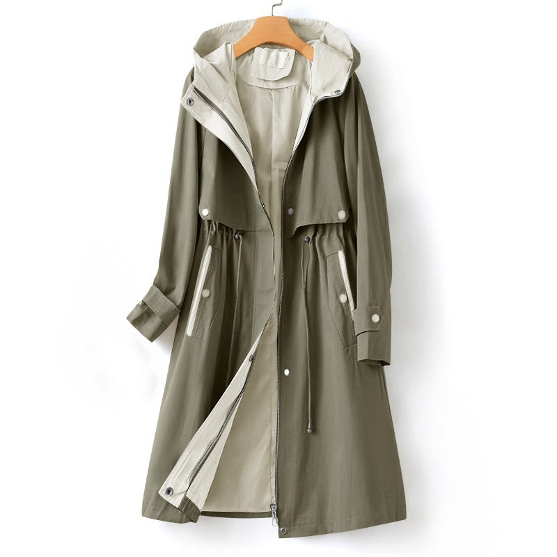 Black Trench Coat Women – Cozy Chic with Drawstring Waist 1