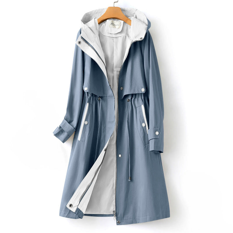 Black Trench Coat Women – Cozy Chic with Drawstring Waist 2