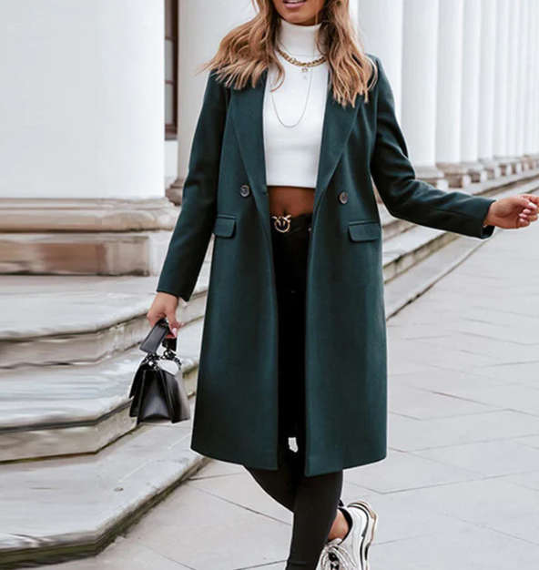 Black Trench Coat Women – Elegant Design with Waist-Cinching Belt 2