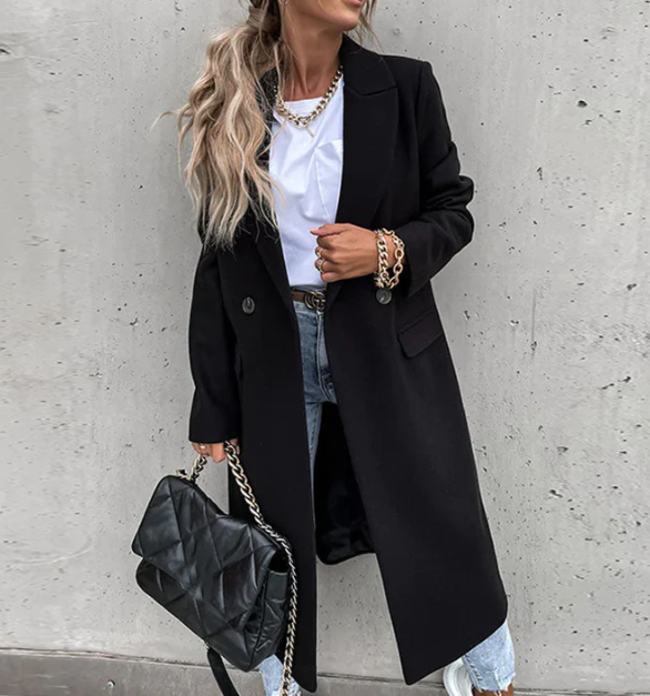 Black Trench Coat Women – Elegant Design with Waist-Cinching Belt 7
