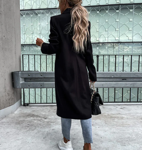 Black Trench Coat Women – Elegant Design with Waist-Cinching Belt 8