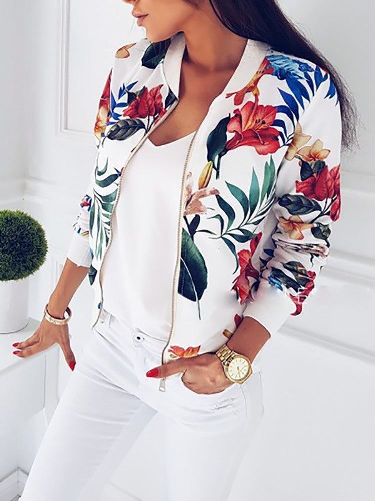 Floral Print Bomber Jacket – Comfortable Layering for Women 2