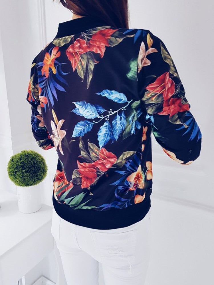 Floral Print Bomber Jacket – Comfortable Layering for Women 4