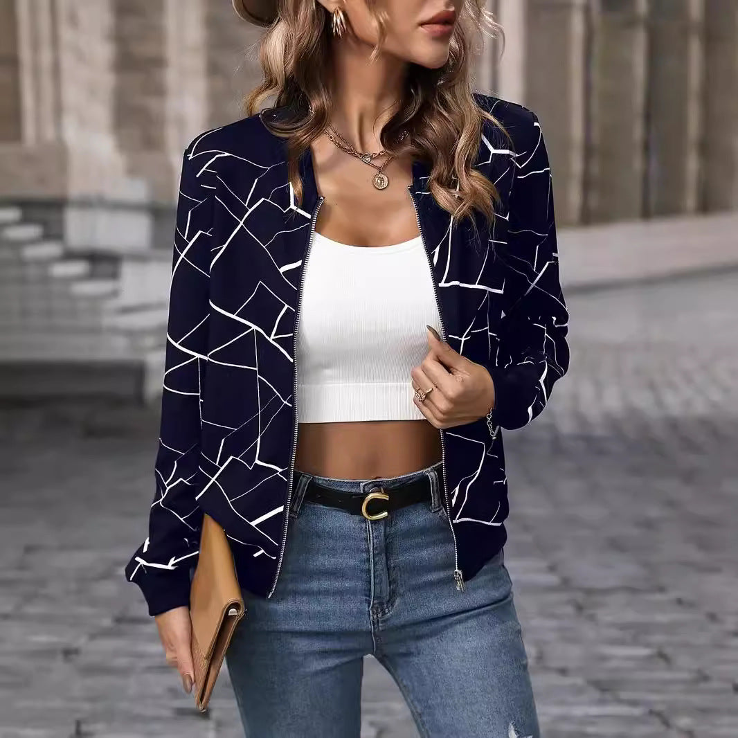 Geo Print Bomber Jacket – Stylish & Comfortable Layering Piece 2