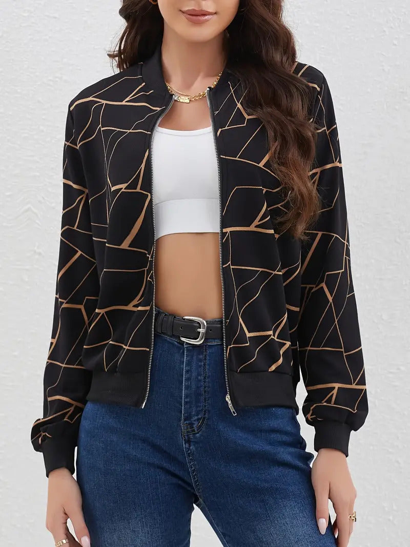 Geo Print Bomber Jacket – Stylish & Comfortable Layering Piece 3