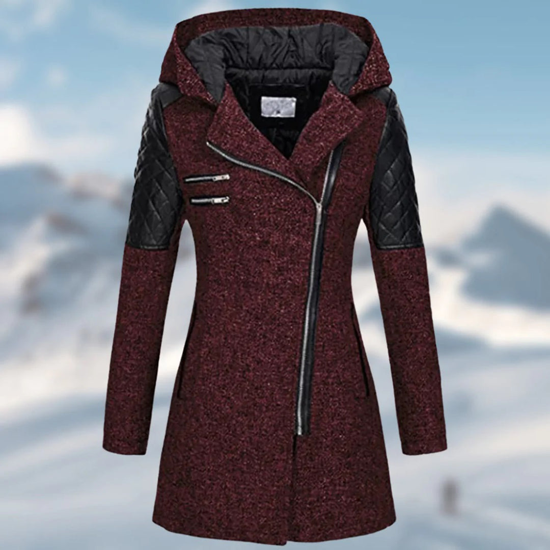 Jech Mid-Length Jacket – Stylish Diagonal Zipper & Cozy Hood 1