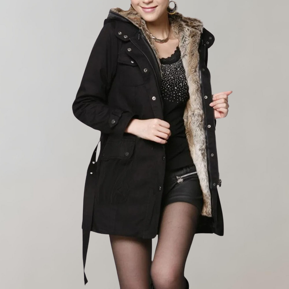 Mid-Length Windbreaker Jacket – Cozy Fur Lining for Winter Style 2