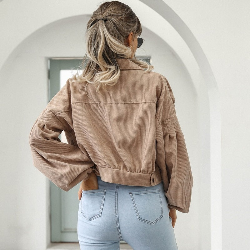 Stylish Corduroy Jacket – Cropped Fit with Fun Balloon Sleeves 6