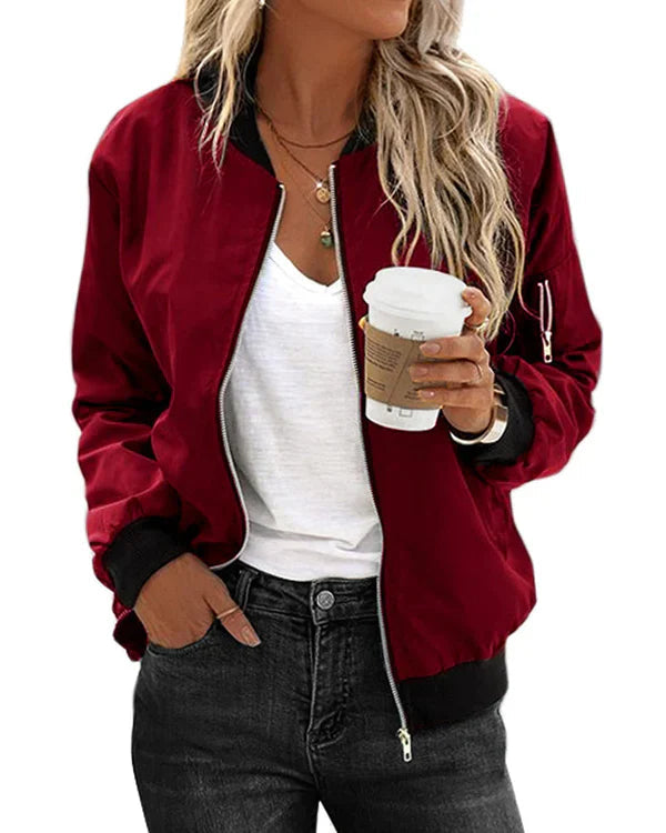 Stylish Women's Bomber Jacket – Timeless Design with Pockets 3