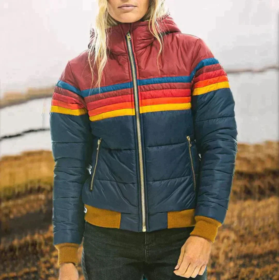 Vibrant Rainbow Winter Jacket – High Collar for Cozy Style 1