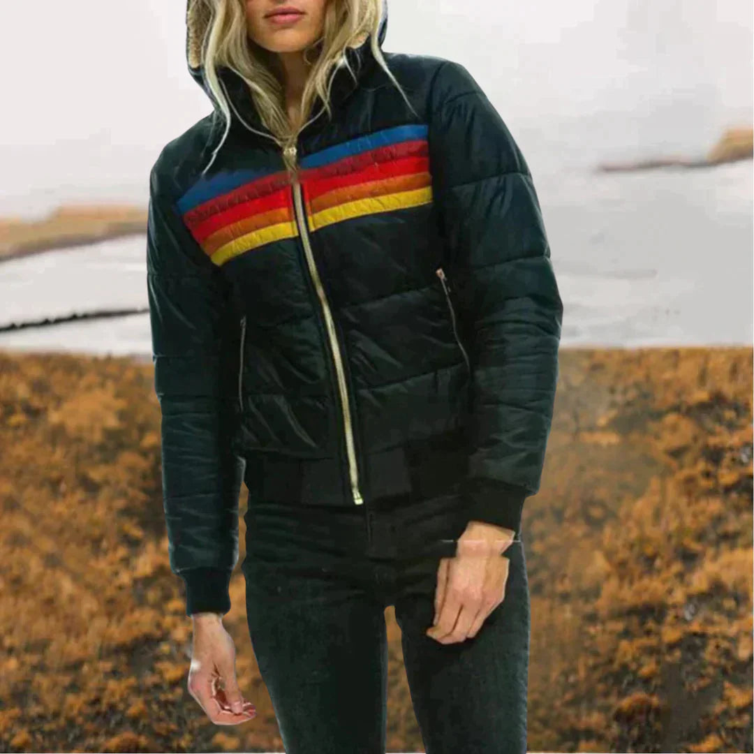 Vibrant Rainbow Winter Jacket – High Collar for Cozy Style 2
