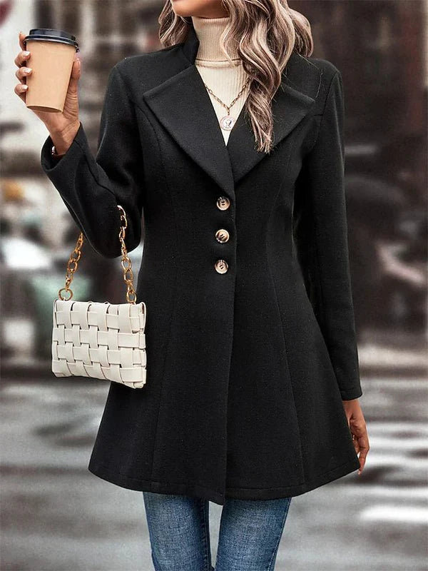 Women's Black Coat – Elegant Button Closure for Versatile Style 4