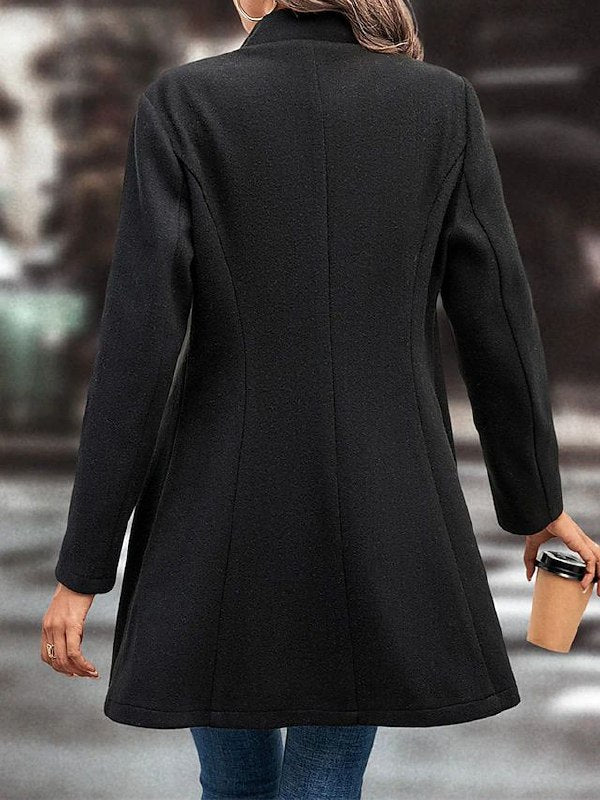 Women's Black Coat – Elegant Button Closure for Versatile Style 5