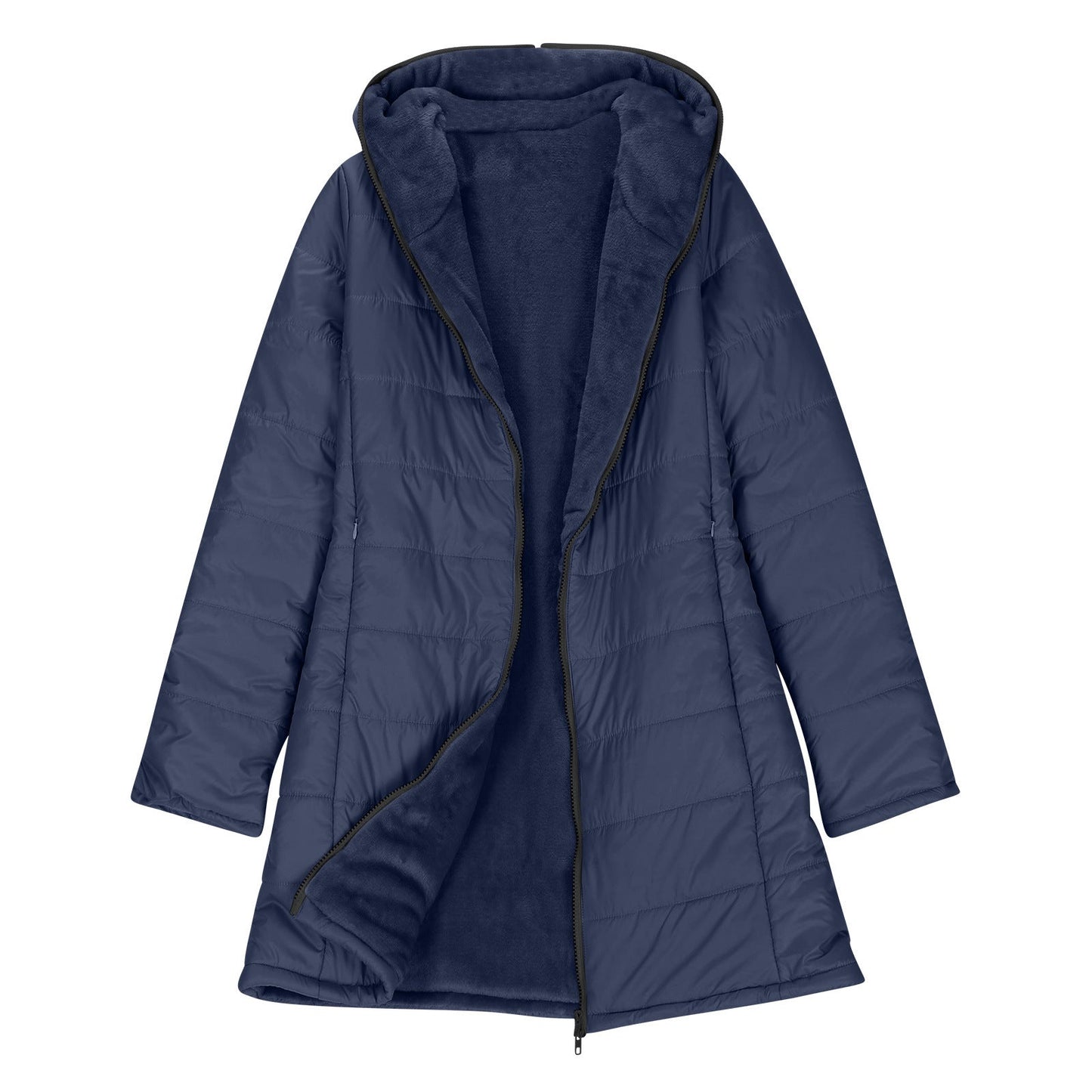 Women's Black Puffer Jacket – Cozy Plush Lining for Winter Warmth 0