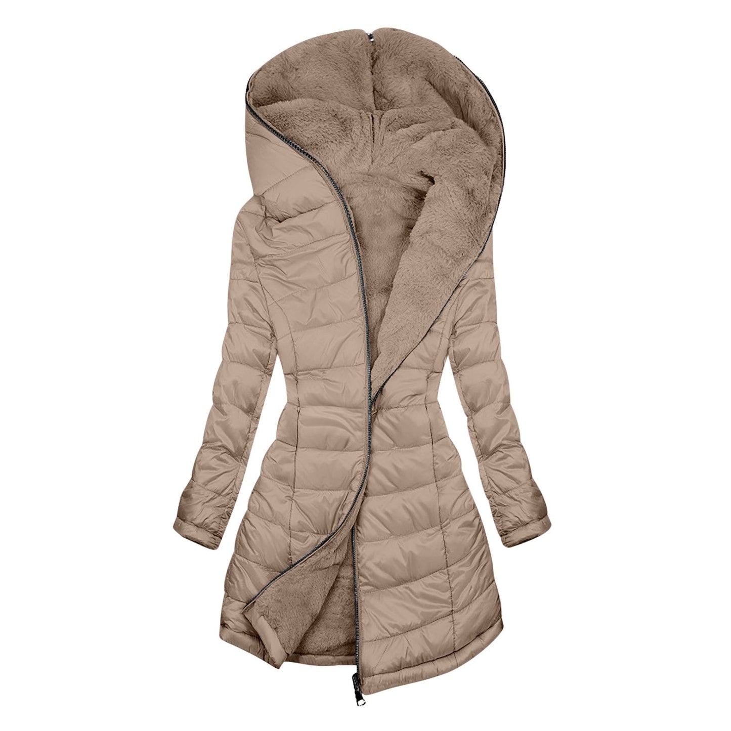Women's Black Puffer Jacket – Cozy Plush Lining for Winter Warmth 1