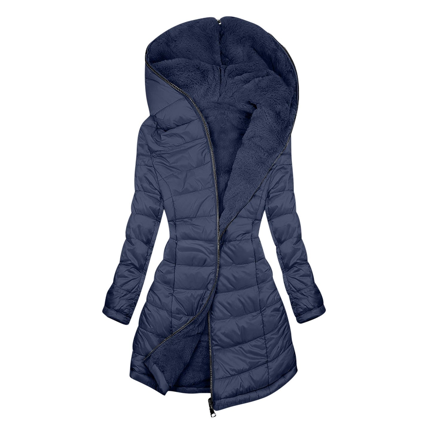 Women's Black Puffer Jacket – Cozy Plush Lining for Winter Warmth 2