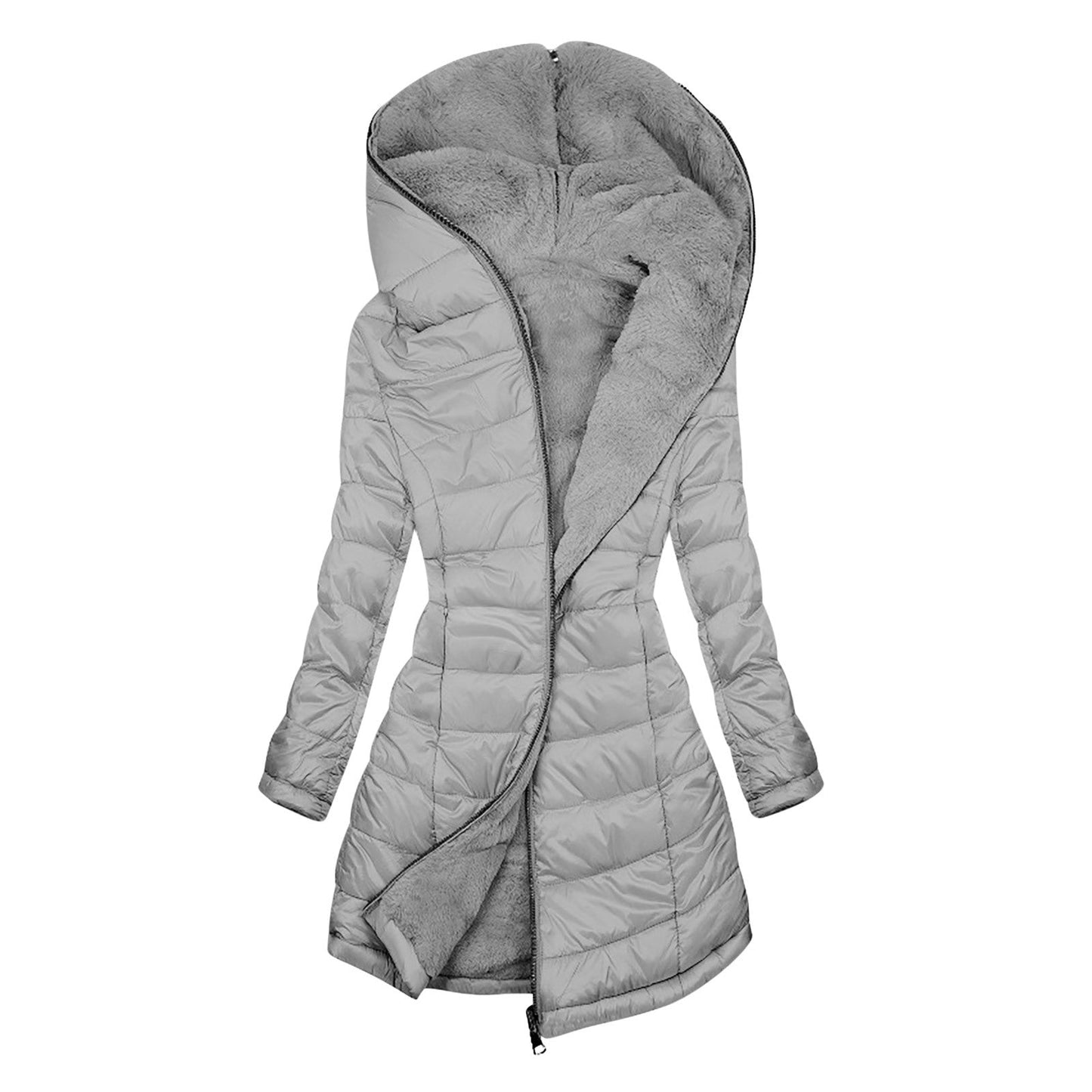 Women's Black Puffer Jacket – Cozy Plush Lining for Winter Warmth 3