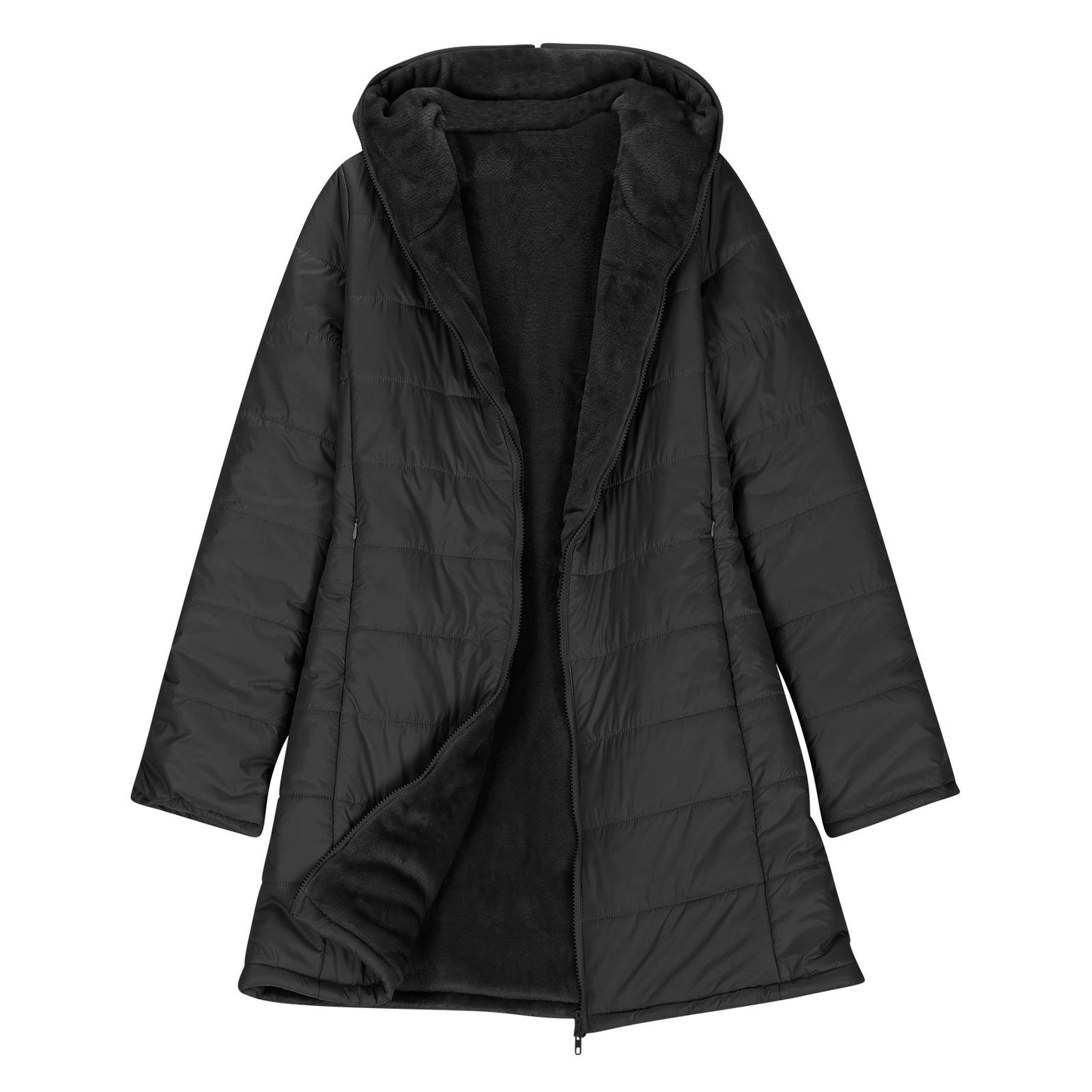 Women's Black Puffer Jacket – Cozy Plush Lining for Winter Warmth 6