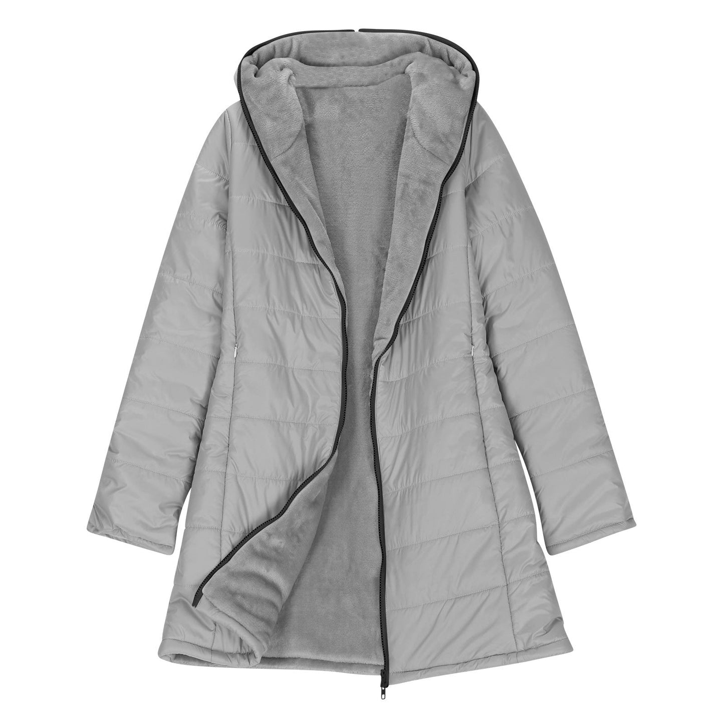 Women's Black Puffer Jacket – Cozy Plush Lining for Winter Warmth 7