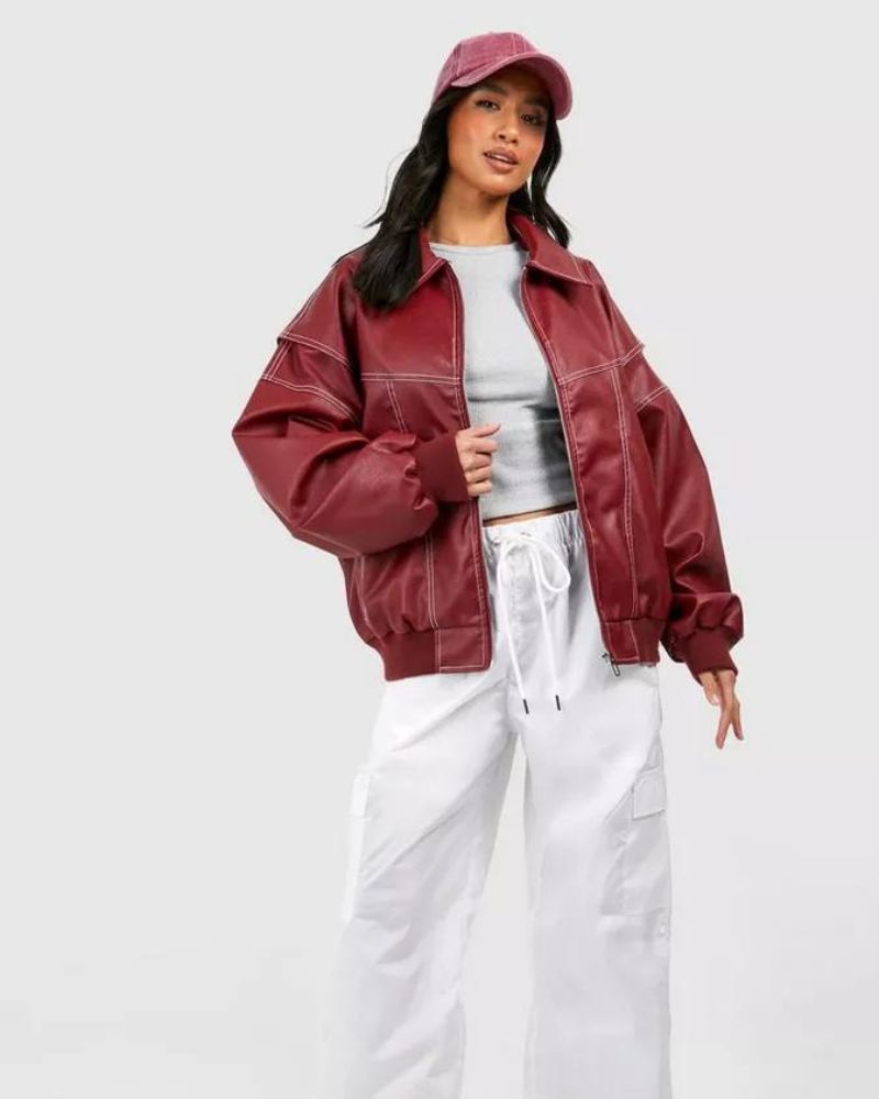 Women's Bomber Jacket – Chic PU Leather for All-Season Style 1