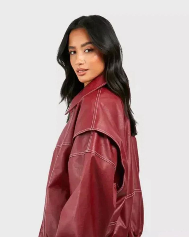 Women's Bomber Jacket – Chic PU Leather for All-Season Style 2