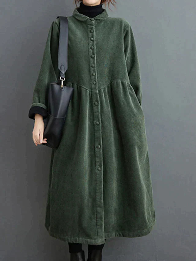 Women's Corduroy Long Coat – Cozy Chic for Winter Days 0