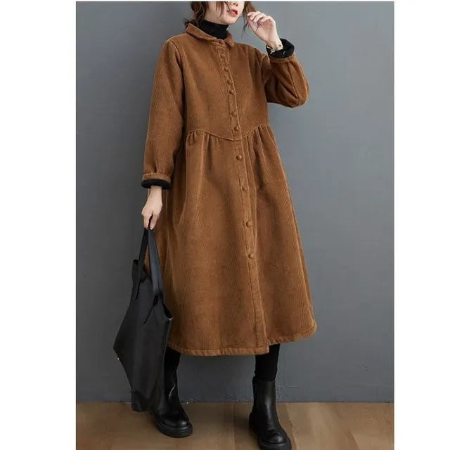 Women's Corduroy Long Coat – Cozy Chic for Winter Days 1