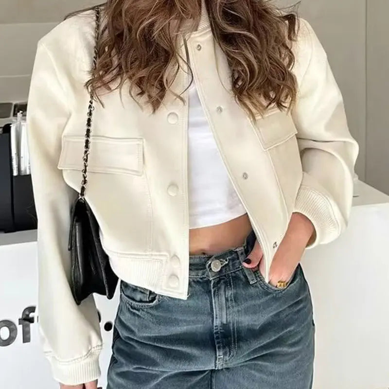 Women's Cropped Bomber Jacket – Slim Fit for Effortless Style 1