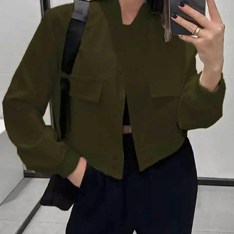 Women's Cropped Bomber Jacket – Slim Fit for Effortless Style 2