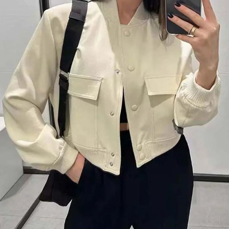 Women's Cropped Bomber Jacket – Slim Fit for Effortless Style 3