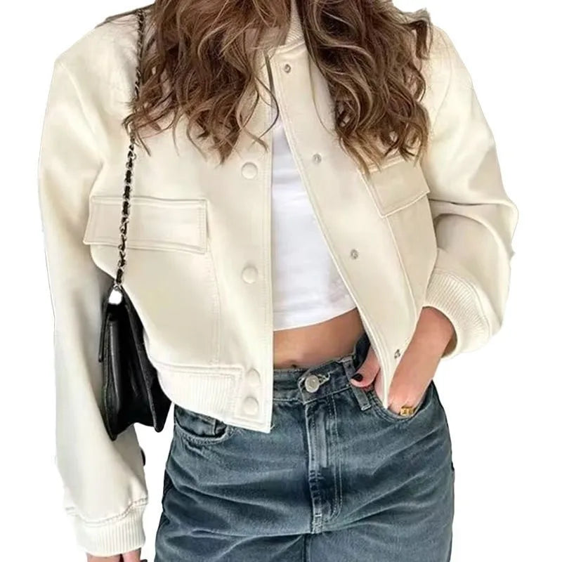 Women's Cropped Bomber Jacket – Slim Fit for Effortless Style 4