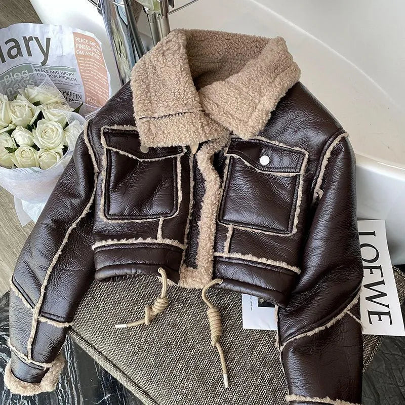 Women's Cropped Leather Jacket – Stylish Warmth for Winter 1