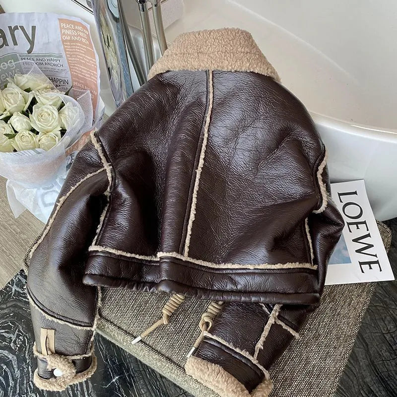 Women's Cropped Leather Jacket – Stylish Warmth for Winter 3