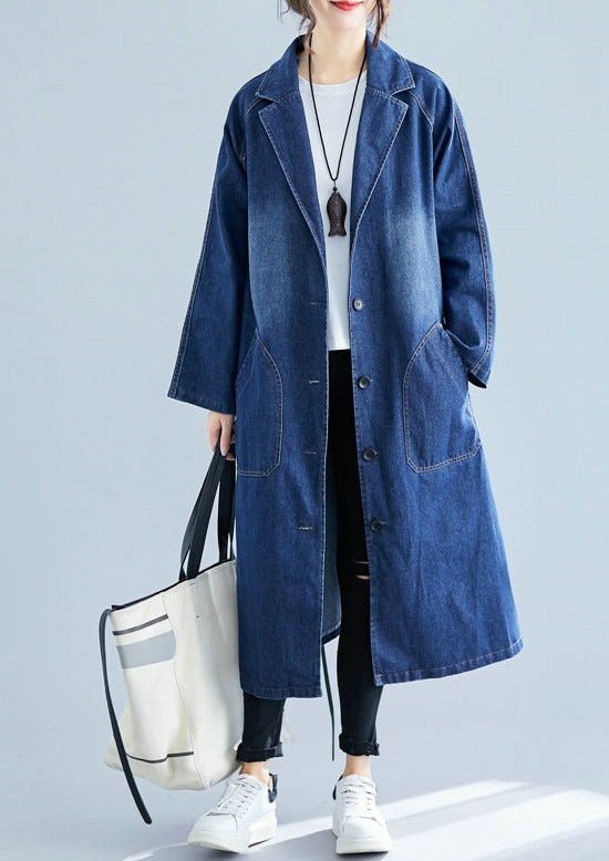 Women’s Denim Coat – Relaxed Fit with Notched Collar & Pockets 1