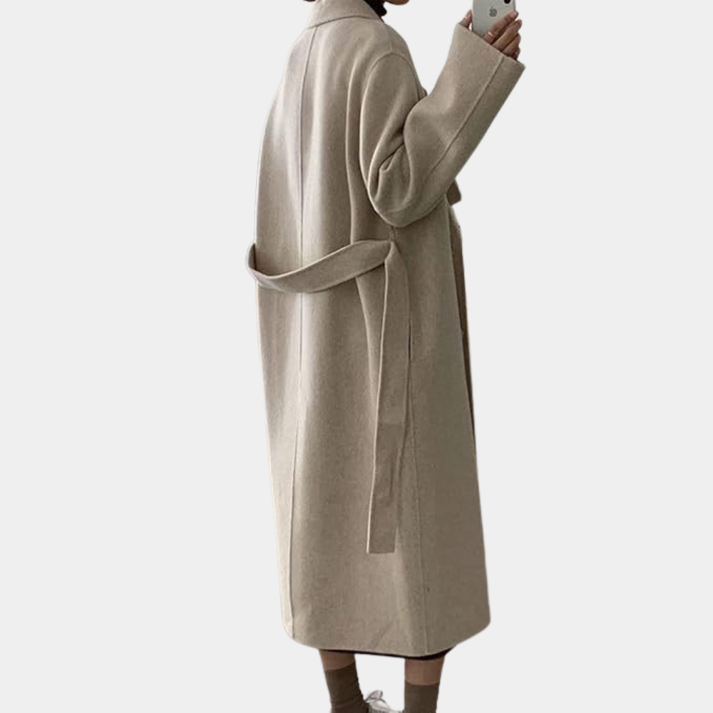 Women's Double-Breasted Overcoat – Chic Belted Design for Fall 1