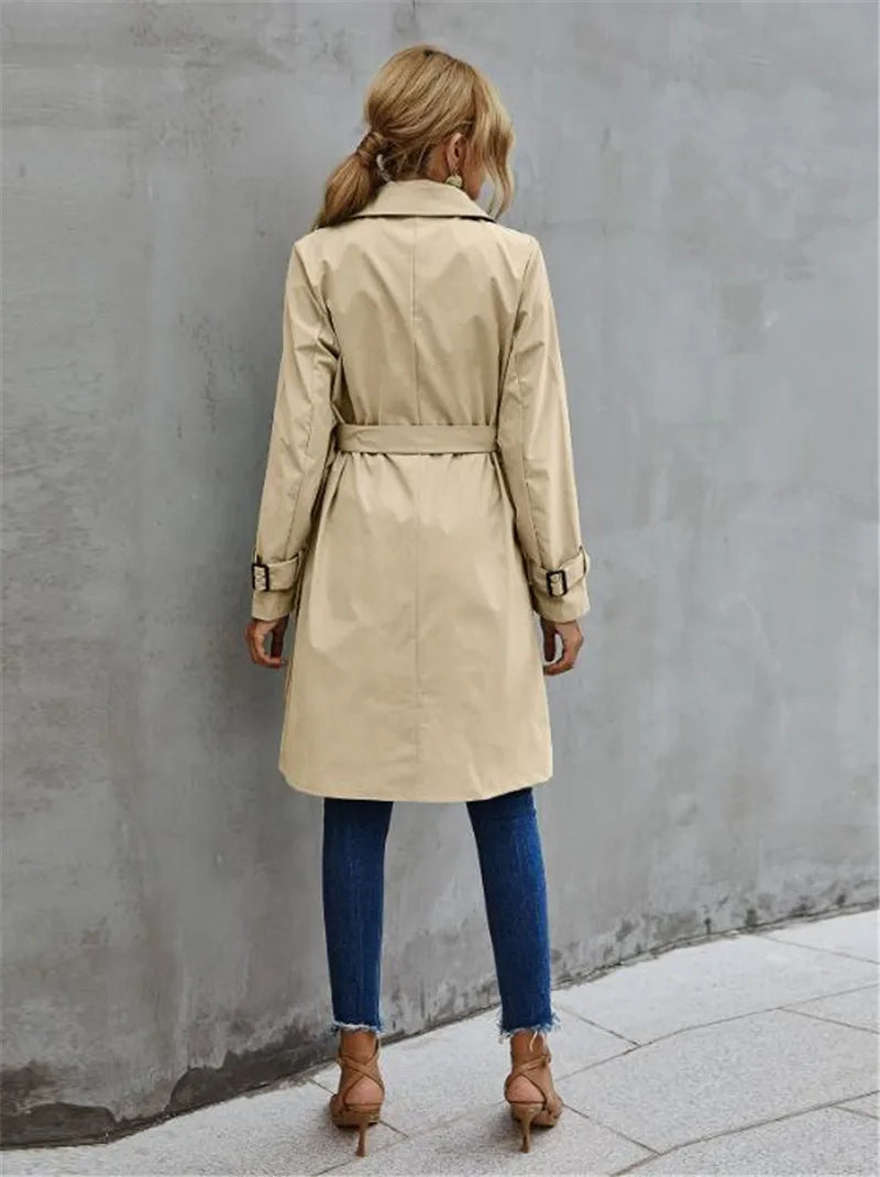 Women's Double-Breasted Trench Coat – Chic Belted Design for All-Day Style 2