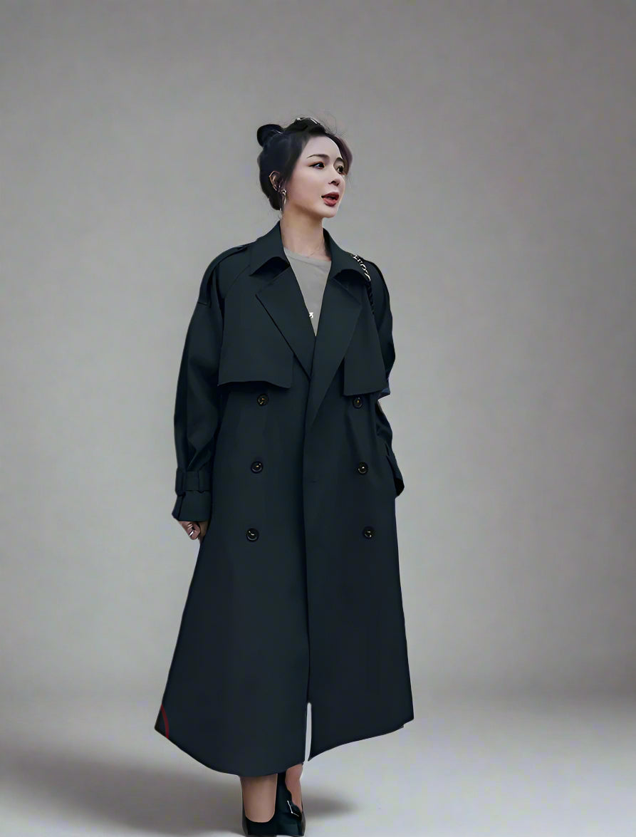 Women's Double-Breasted Trench Coat – Elegant Fall Layering 0