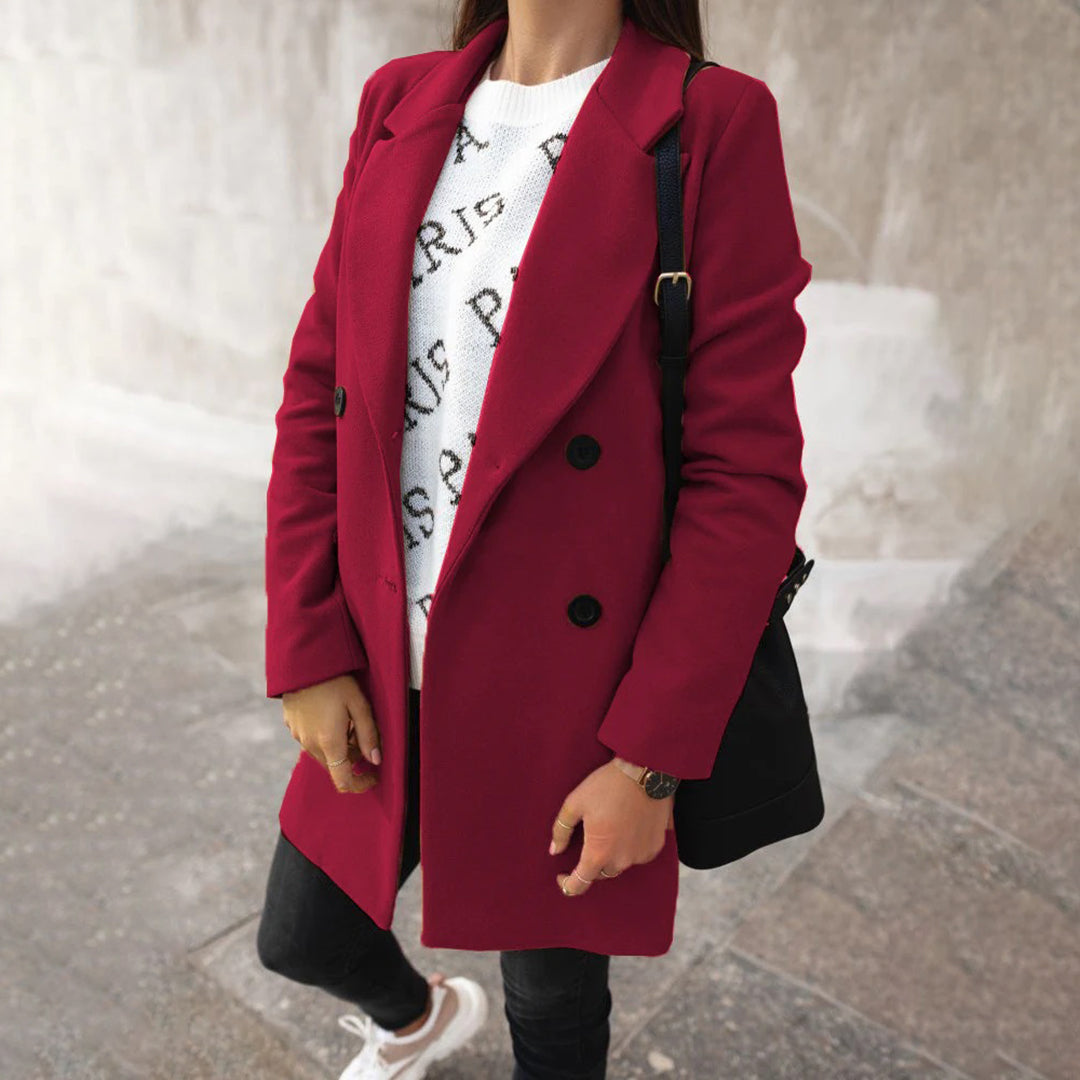 Women's Double-Breasted Wool Coat – Elegant Style for Cold Days 1