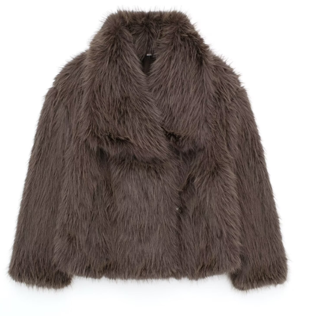 Women's Faux Fur Winter Coat – Elegant Oversized Collar Design 2