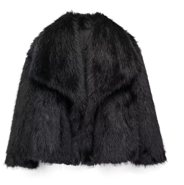 Women's Faux Fur Winter Coat – Elegant Oversized Collar Design 3