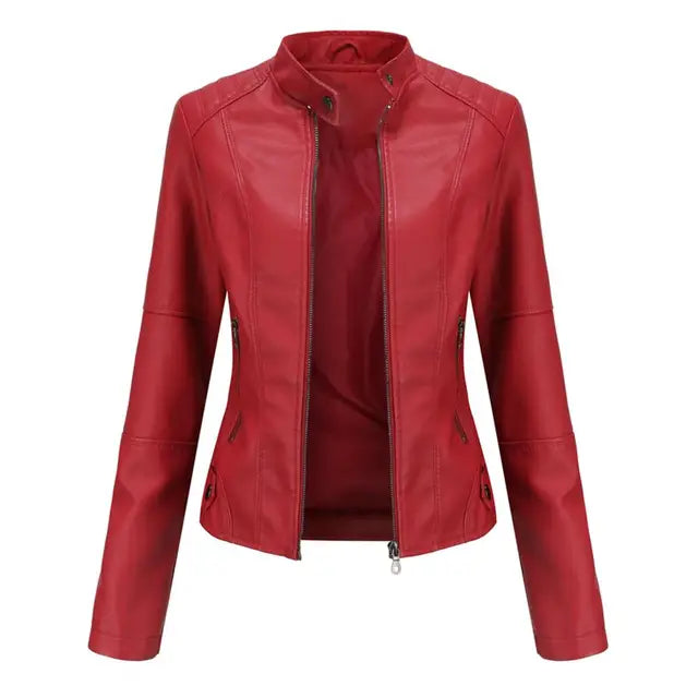 Women's Faux Leather Motorcycle Jacket – Chic & Versatile Style 2