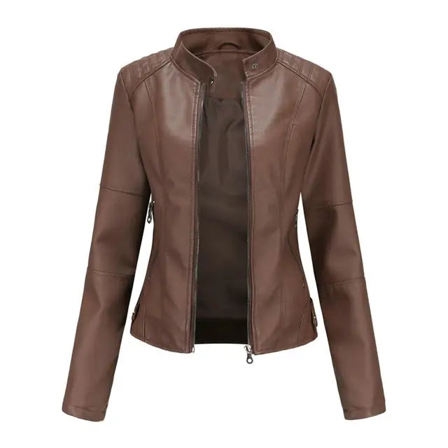 Women's Faux Leather Motorcycle Jacket – Chic & Versatile Style 3