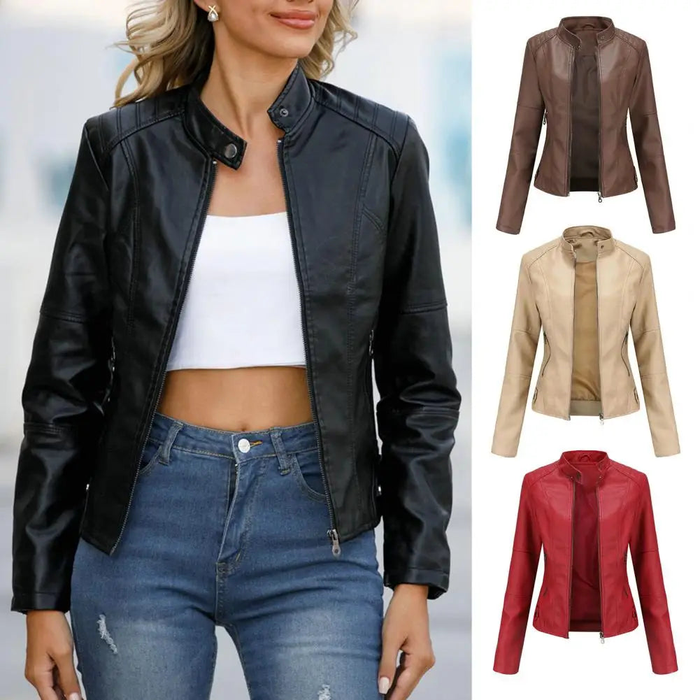 Women's Faux Leather Motorcycle Jacket – Chic & Versatile Style 4