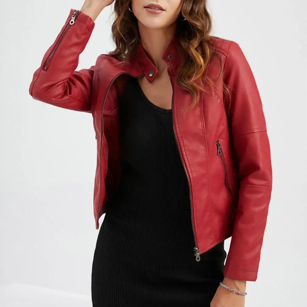 Women's Faux Leather Motorcycle Jacket – Chic & Versatile Style 5