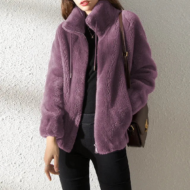 Women's Fleece Zip-Up Jacket – Cozy Turtleneck with Adjustable Fit 3