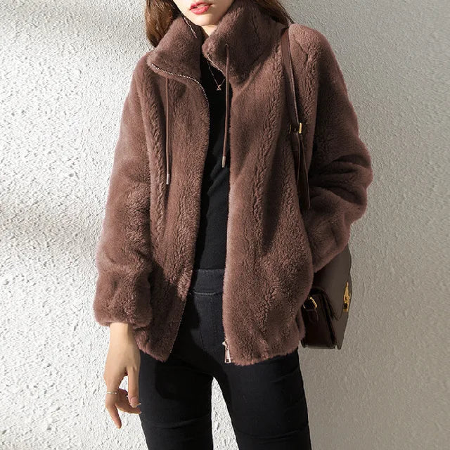 Women's Fleece Zip-Up Jacket – Cozy Turtleneck with Adjustable Fit 4