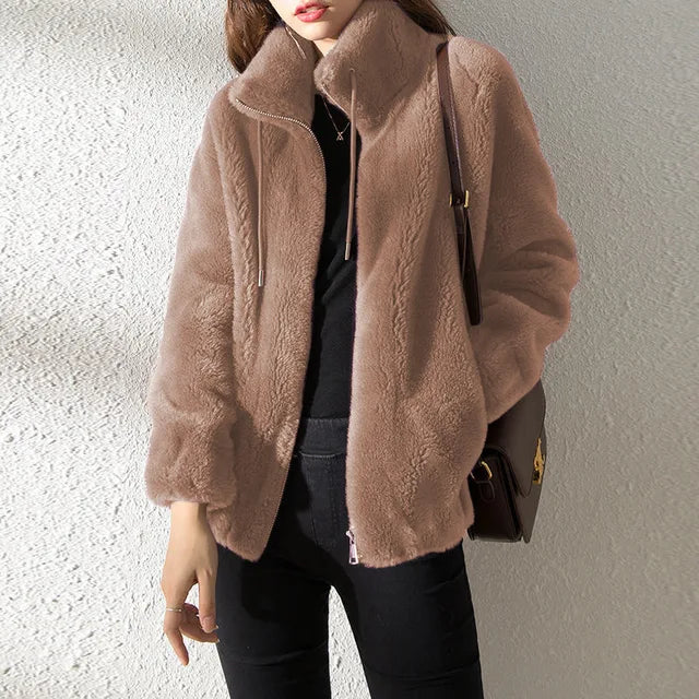 Women's Fleece Zip-Up Jacket – Cozy Turtleneck with Adjustable Fit 6
