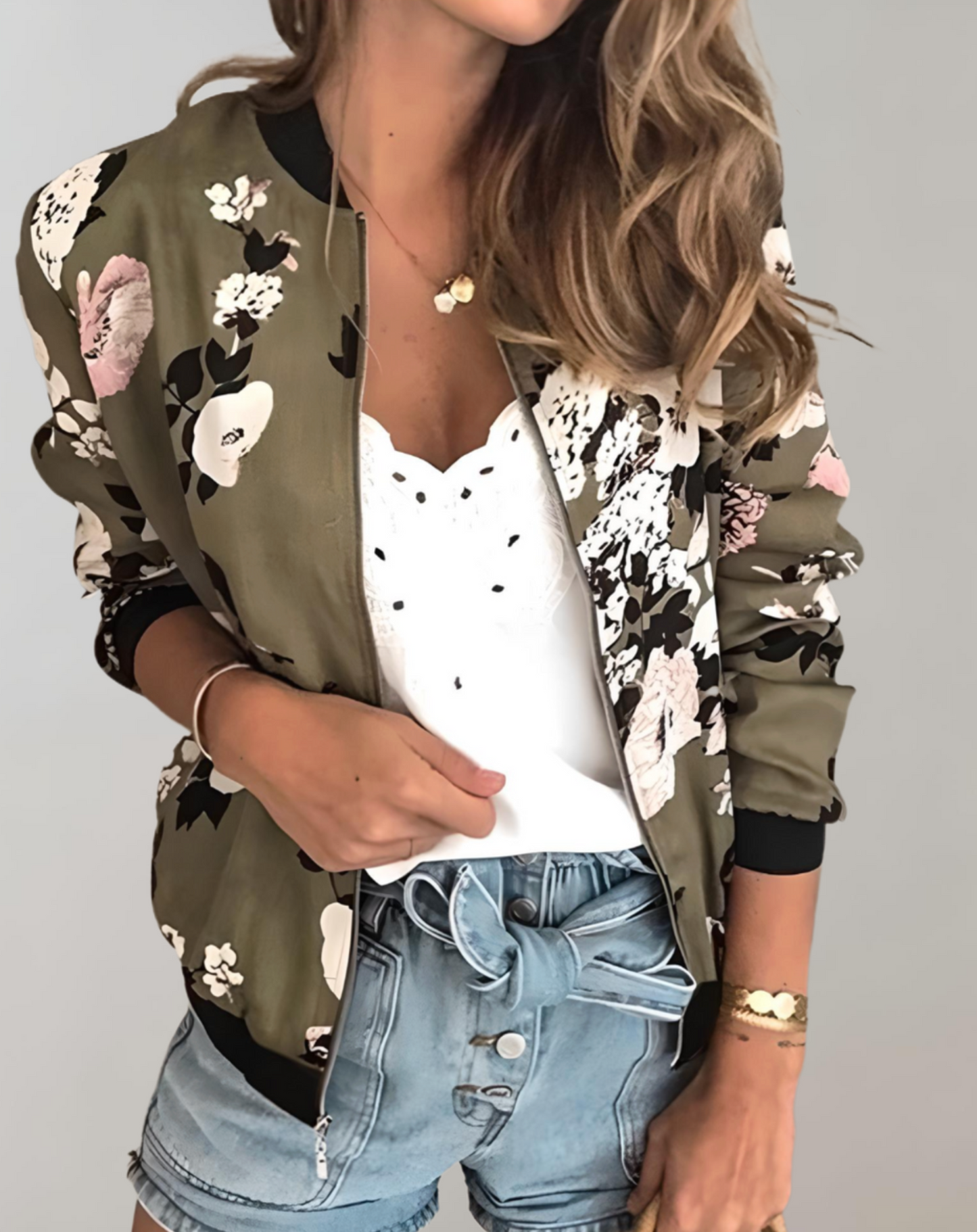 Women's Floral Bomber Jacket – Chic Style for Everyday Wear 3