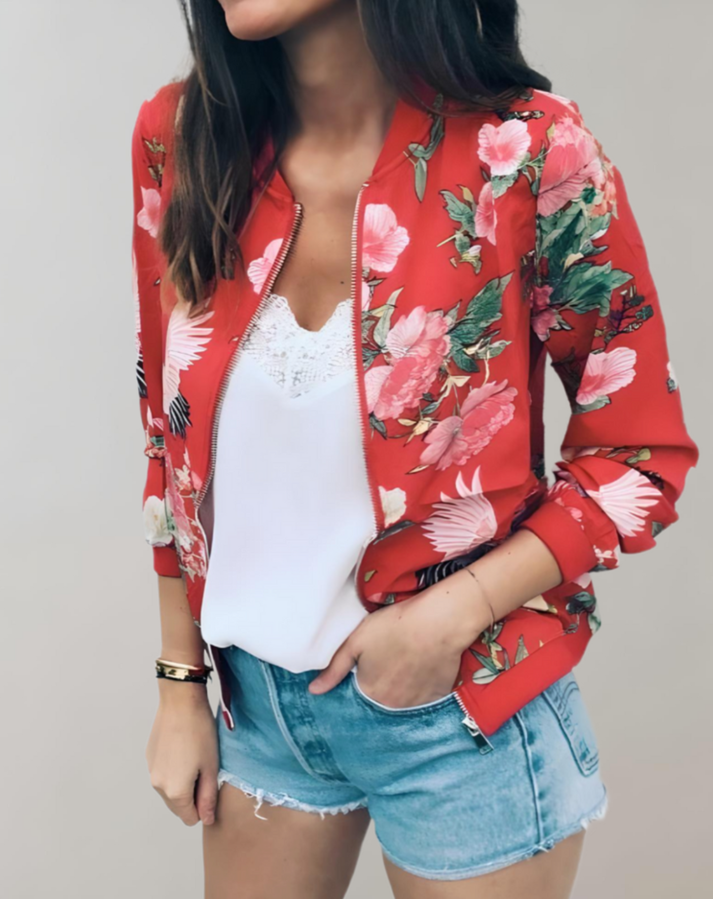 Women's Floral Bomber Jacket – Chic Style for Everyday Wear 4