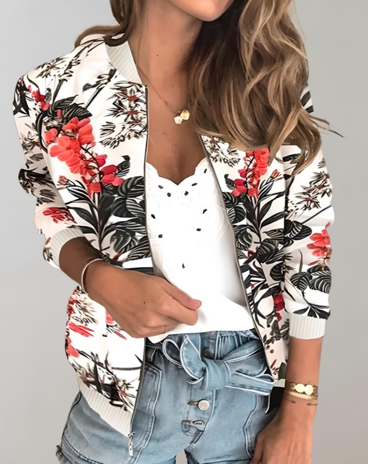 Women's Floral Bomber Jacket – Chic Style for Everyday Wear 5